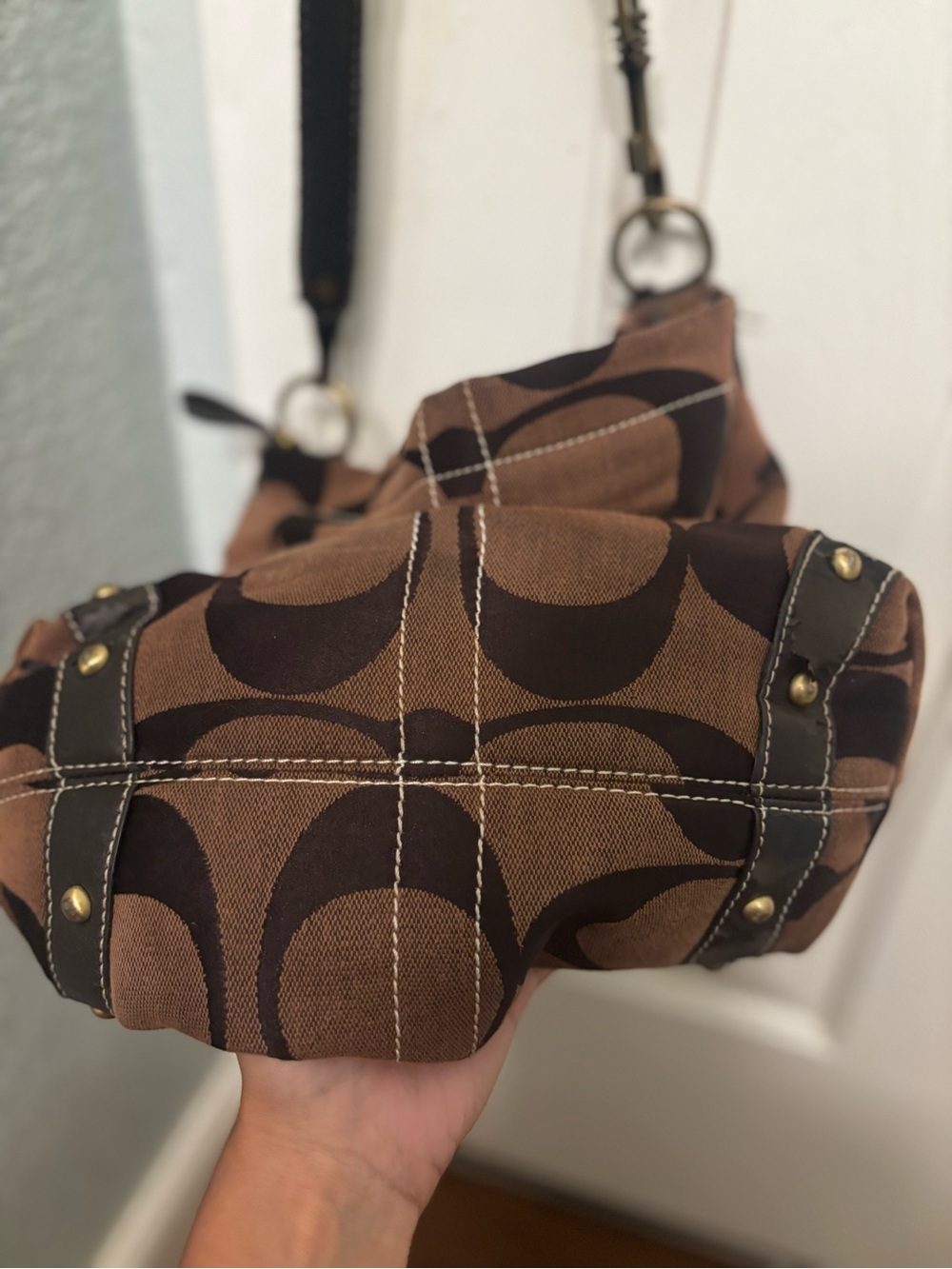 Vintage Coach Carly Dark Brown Shoulder Purse Hobo Bag - Picture 8 of 8